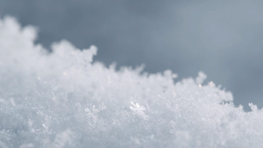 Close-up of snow flakes.